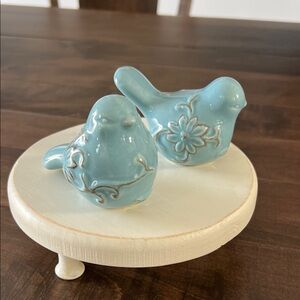 Blue Ceramic Bird Figurines